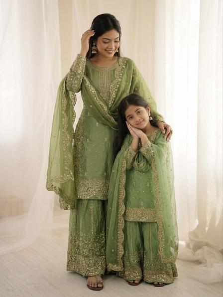 Kids Ethnic Wear Fendy Silk Green Delhi wholesale kids wear market prices